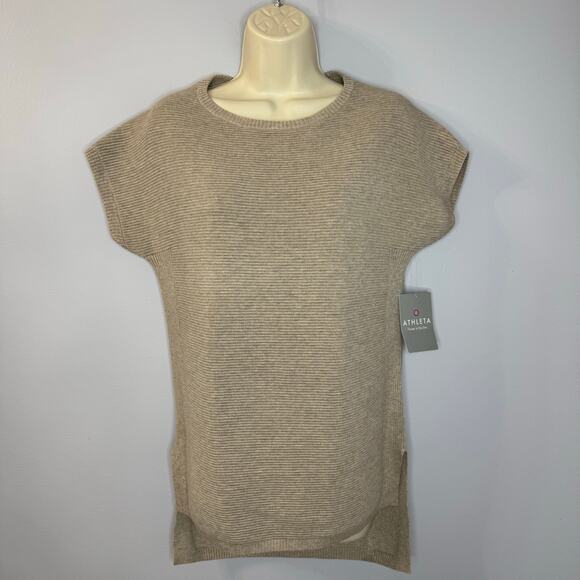 Athleta Aster Ribbed Knit Raglan Sweater Sleeve High Low Tunic Top XXS New - Picture 1 of 12